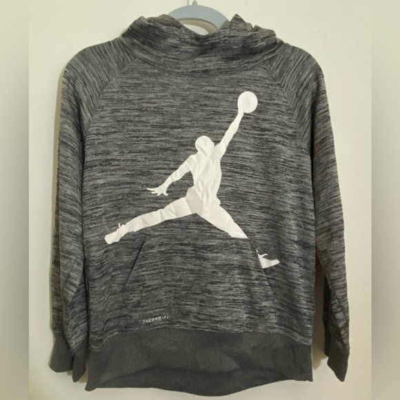 Nike Air Jordan Jumpman Therma-Fit Hoodie Youth Size Medium - Grey Pullover - Picture 1 of 5